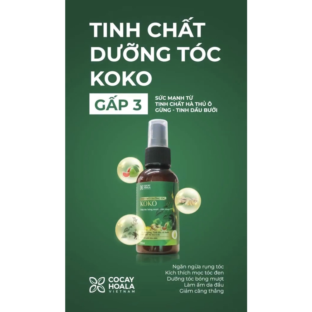 Tinh chất xịt dưỡng tóc Koko Cỏ Cây Hoa Lá - Ngăn rụng tóc - Kích thích mọc tóc - Giúp tóc mềm mượt 100ml/chai