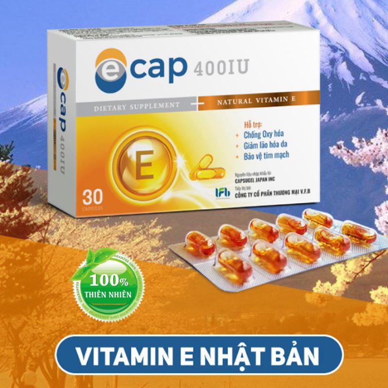 ecap 400IU : vitamin e tự nhiên. nguyên liệu nhập khẩu từ Nhật Bản.