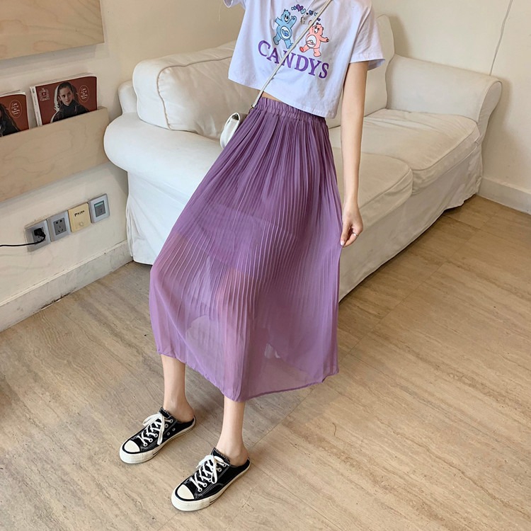 Chân Váy Voan Dài Lưng Cao Xếp Ly Xinh Xắn Cho Nữ | BigBuy360 - bigbuy360.vn