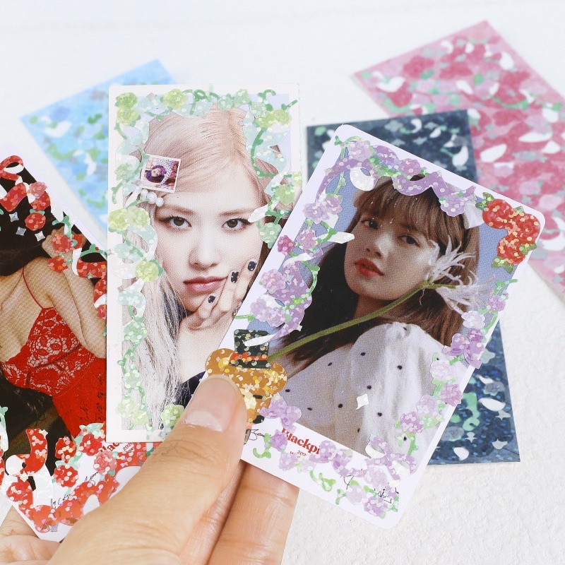 Hình Dán Stickers Hoa ruy băng lấp lánh nhiều màu,Trang Trí Toploder,sổ