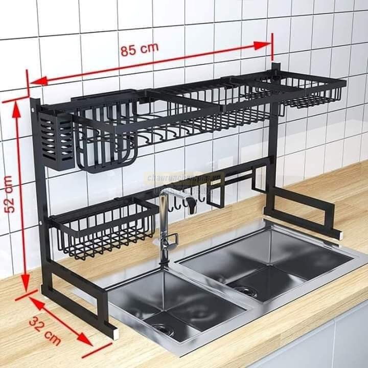 Kệ chén đa năng màu đen, Kệ bát màu đen inox 304
