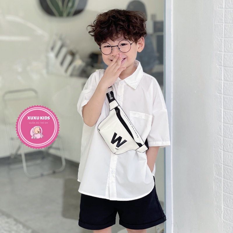 Sét sơ mi trắng quần đen cho bé trai chuẩn soái ca với chất liệu cao cấp mềm mịn, thấm hút mồ hôi cực đỉnh Xu Xu KIds
