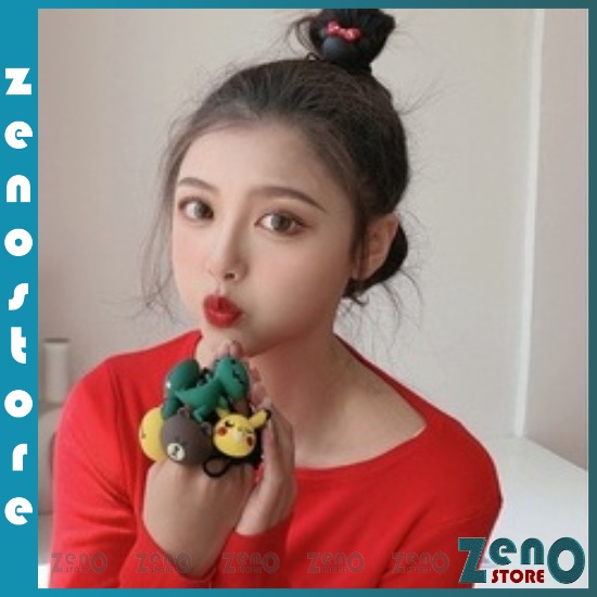 Set 4 dây buộc tóc Thỏ, Gấu, Khủng Long, Pikachu...Dây Cột Tóc, Chun Buộc Tóc Nhiều Mẫu PT29