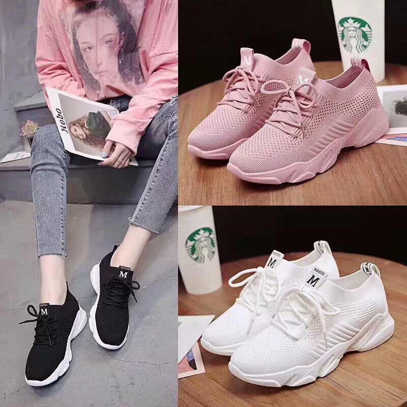 Giày thể thao nữ đế bằng giá rẻ sneaker nữ trắng đen ulzzang cao cấp hot trend AZUKA - M6