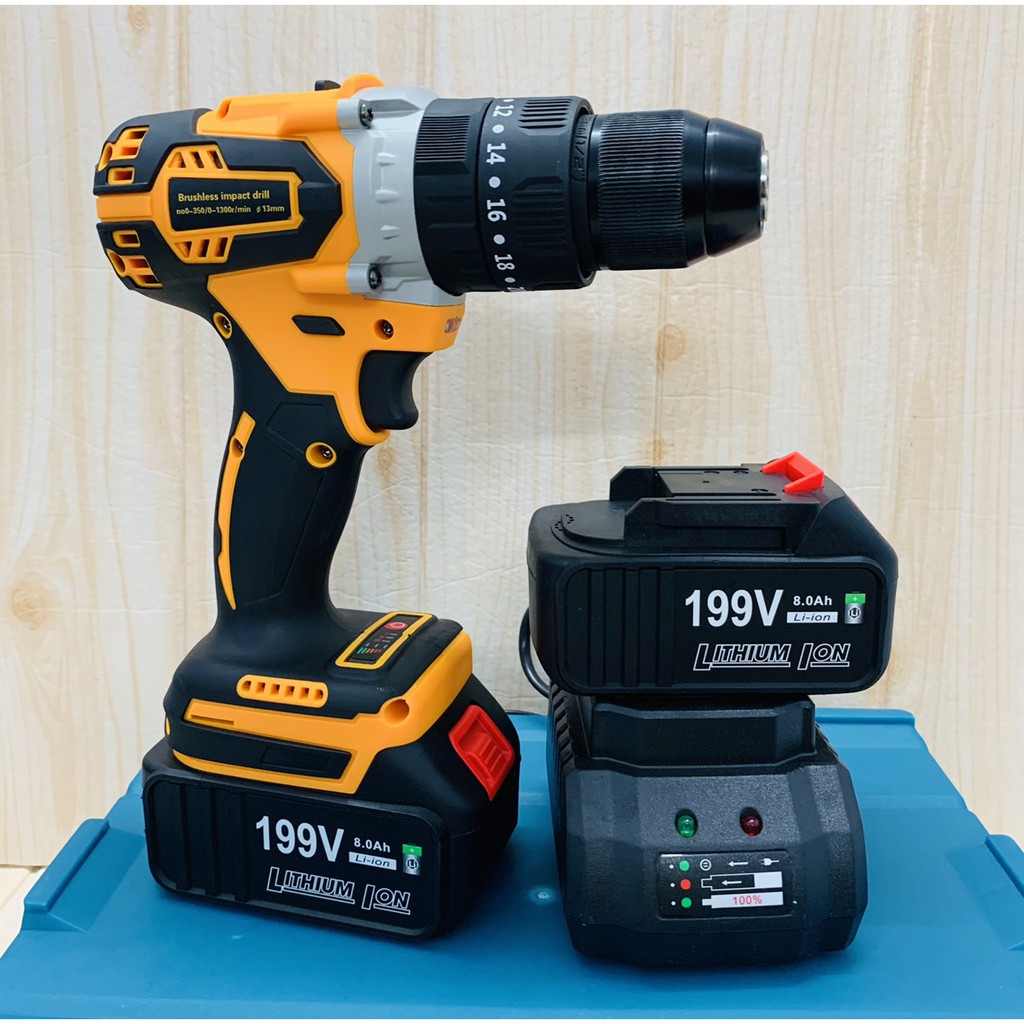 Máy khoan pin 199V Dewalt 3 chức năng có búa - Động cơ không chổi than siêu mạnh mẽ