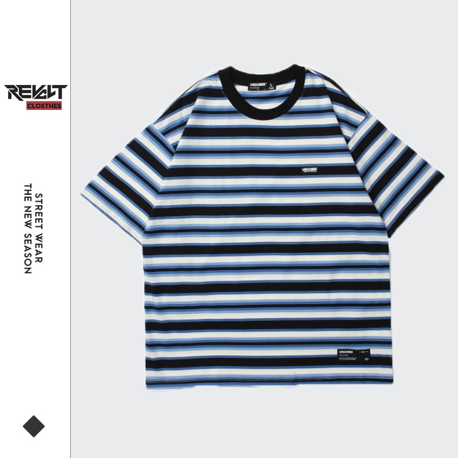 Áo phông nam nữ unisex đẹp kiểu họa tiết kẻ sọc form rộng dáng dài, áo thun nam nữ RevoltClothes T524
