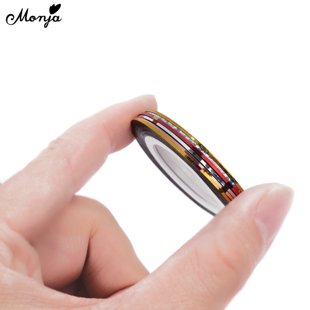 Bộ 5 cuộn băng keo dán trang trí móng tay Monja thiết kế 3d DIY màu sắc xinh xắn