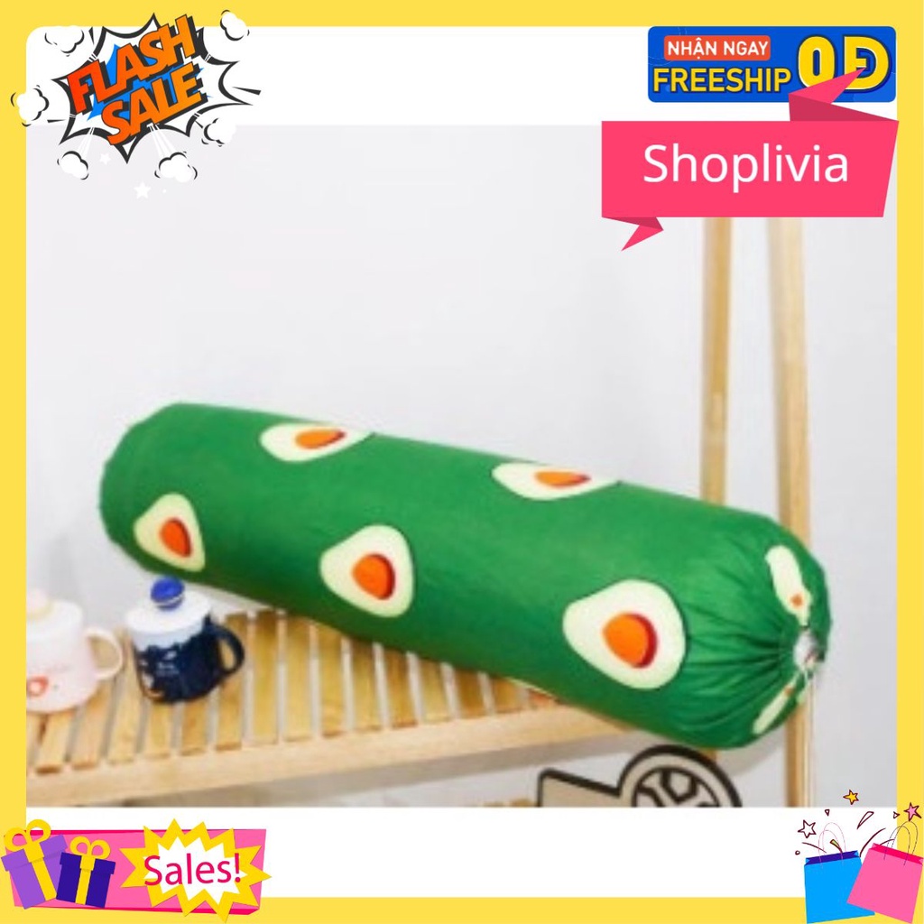 Vỏ Gối Ôm Cotton poly siêu kute 35x100cm-mẫu trái bơ xanh