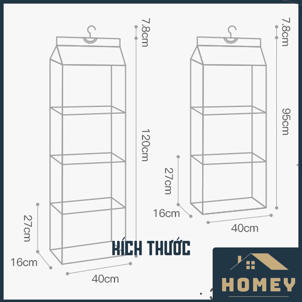 Túi bảo quản túi xách, treo tủ quần áo chống bụi đế cứng loại dày thương hiệu HOMEY