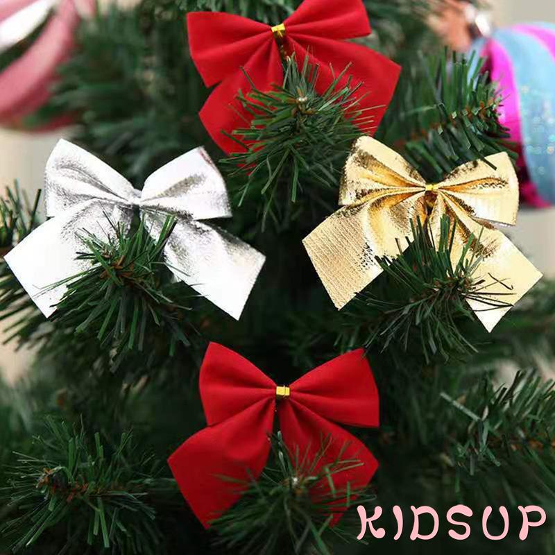 Set 12 nơ treo trang trí cây thông noel bằng nhựa xinh xắn dành cho Giáng Sinh