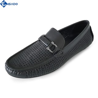 [Xả Hàng] Giày Mọi Hè Giày Mùa Hè Nam Da Bò Thật Đẹp Cực Thoáng Ensado MH0763 (Đen)
