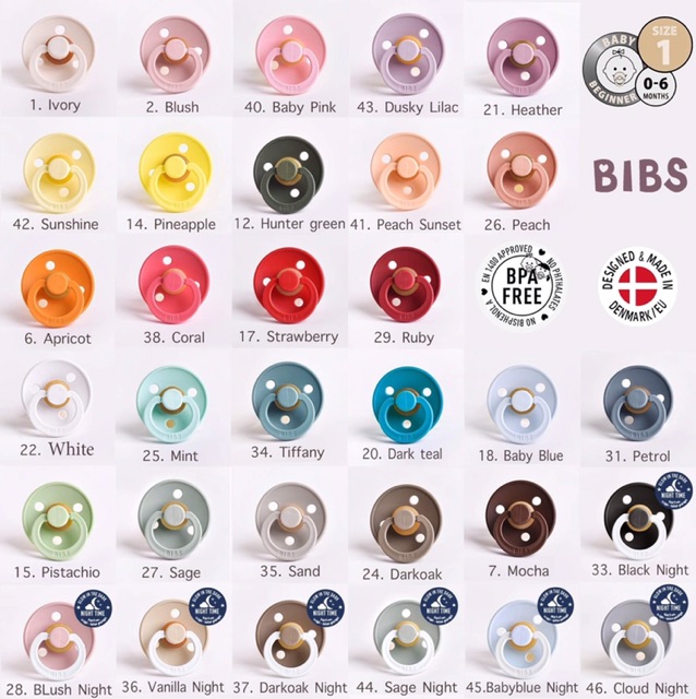 Ti Giả BIBS Đan Mạch Chính Hãng Cho Bé Kèm Nắp Trứng size 0- 6m và 6-18m bé nào cũng mê