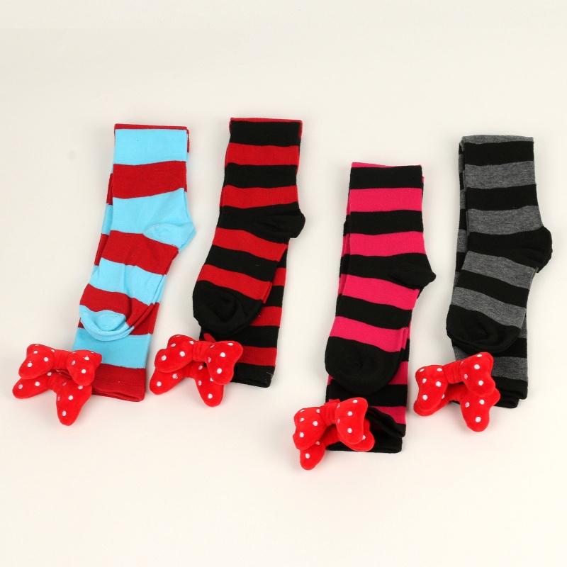 XIXI Tất Chân Cao Qua Gối Đính Nơ 3D Thời Trang Cho Nữ