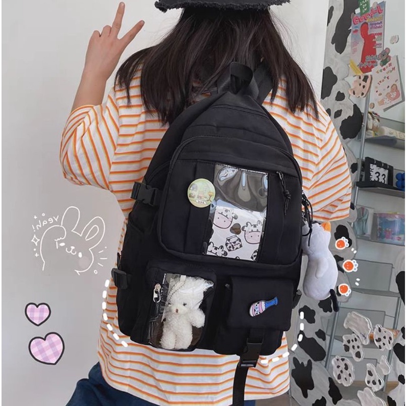 BALO ULZZANG ĐI HỌC UNISEX NAM NỮ THỜI TRANG Trong Suốt YIKO