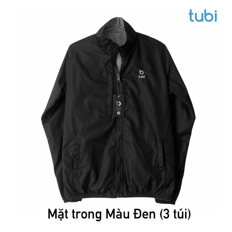 Áo khoác Tubi 2 Mặt Màu Xanh Đen Nón Rời