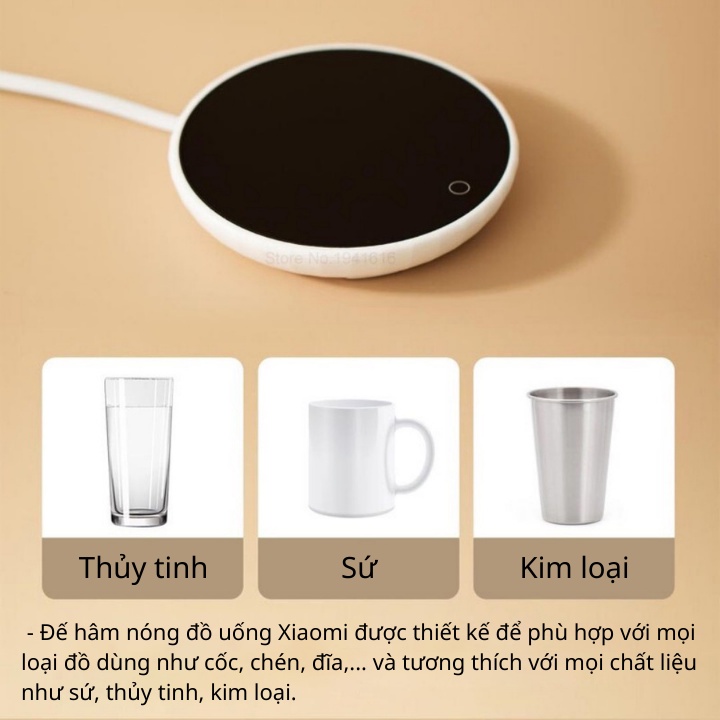 Đế hâm nóng đồ uống Xiaomi - Đế hâm nóng giữ nhiệt 55°C hâm nóng sữa, cháo, cafe,... cao cấp - Bảo hành 12 tháng