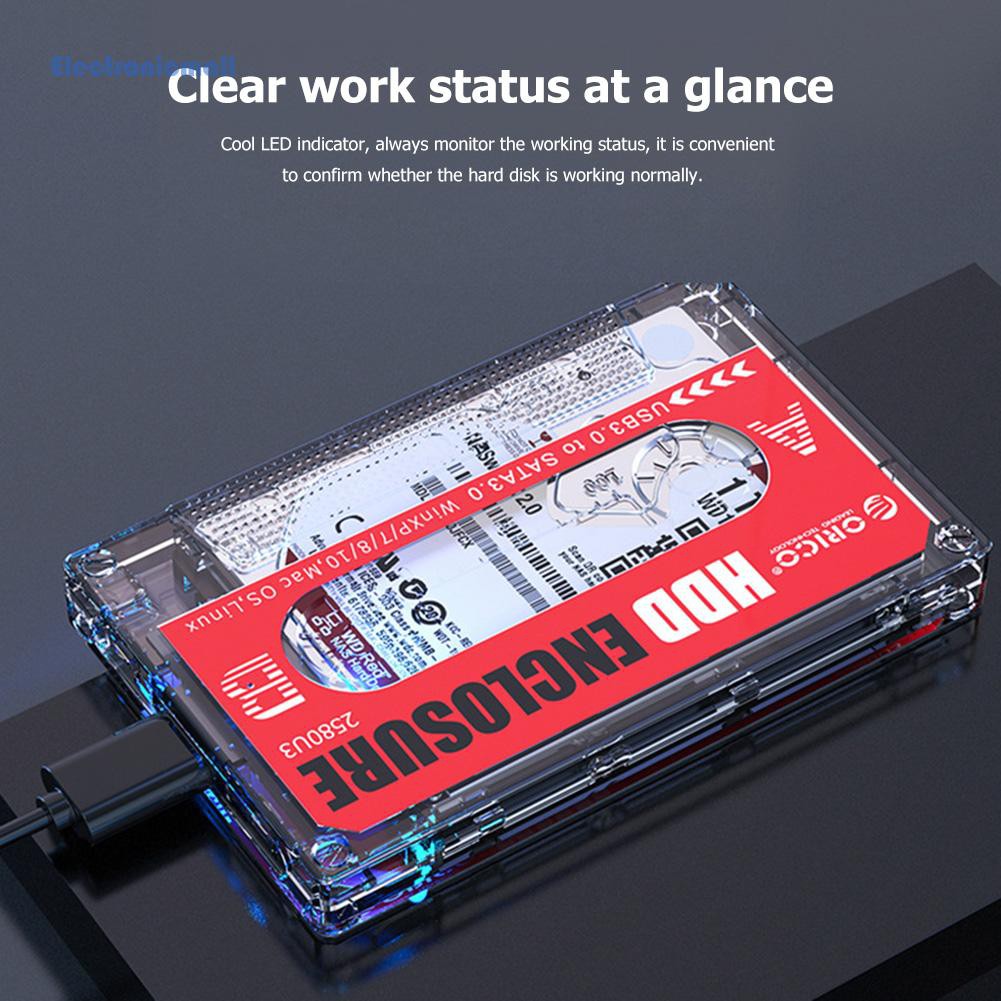 ElectronicMall01 ORICO 2580U3 USB 3.0 Hard Disk Case Transparent 2.5 inch SATA HDD SSD Box