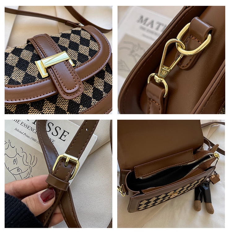 Túi đeo chéo vai IELGY họa tiết hình thoi nhỏ nhắn thời trang phổ biến