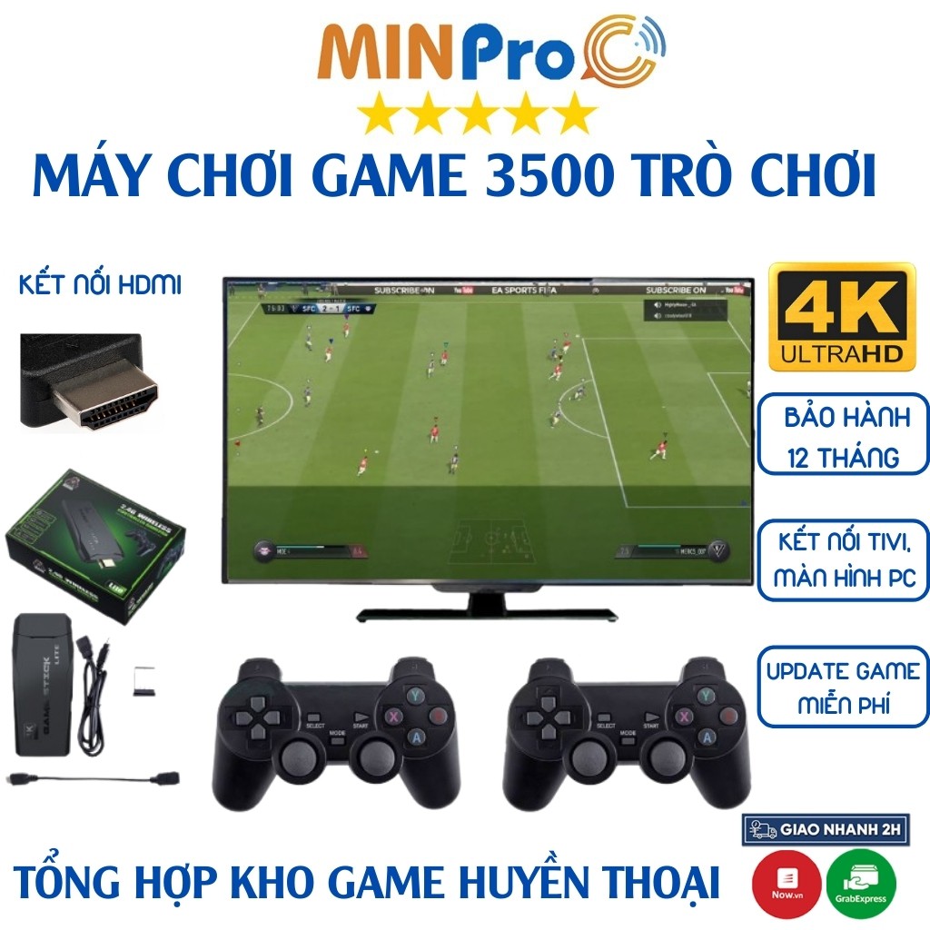 Máy chơi game cầm tay mini 4 nút 3500 game huyền thoại chất lượng 4K , kết nối HDMI mới màn hình PC và Tivi - BH 12Tháng