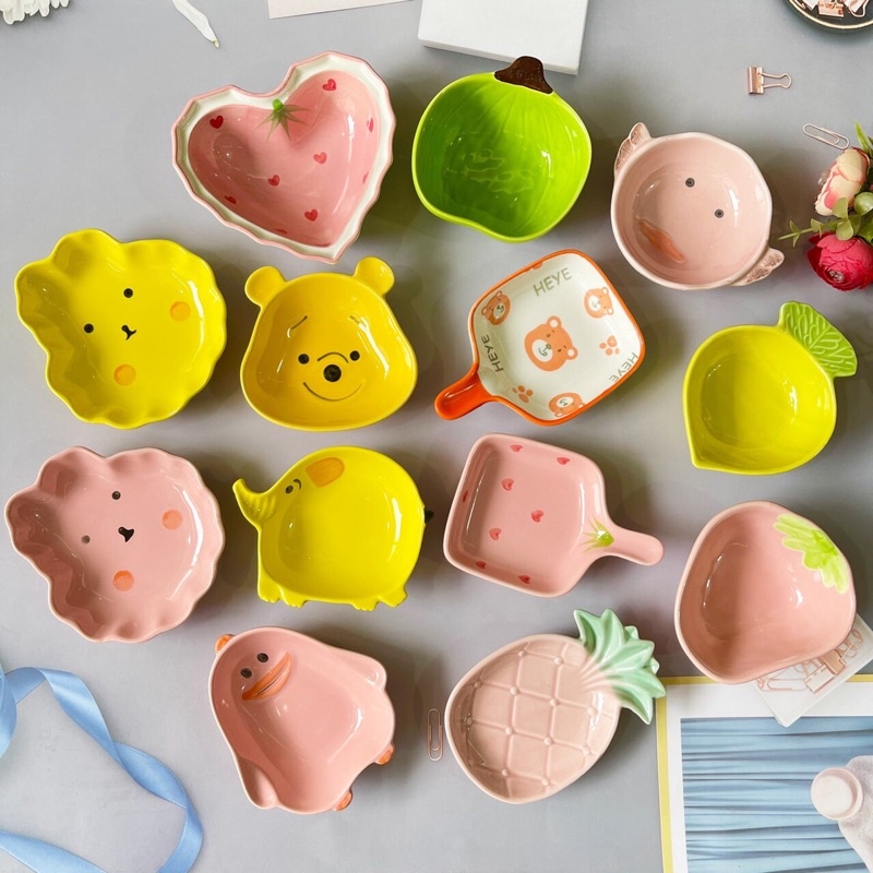 [Chỉ từ 15K] Bộ sưu tập bát đĩa, chén dĩa ăn dặm kiểu Nhật bằng gốm sứ 100 - 150 ml, xinh xắn, cao cấp chất lượng số 1