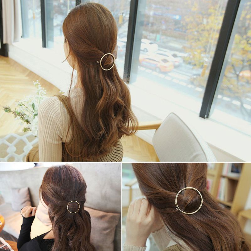 1 Kẹp Tóc Nữ Hình Tròn Chất Liệu Kim Loại