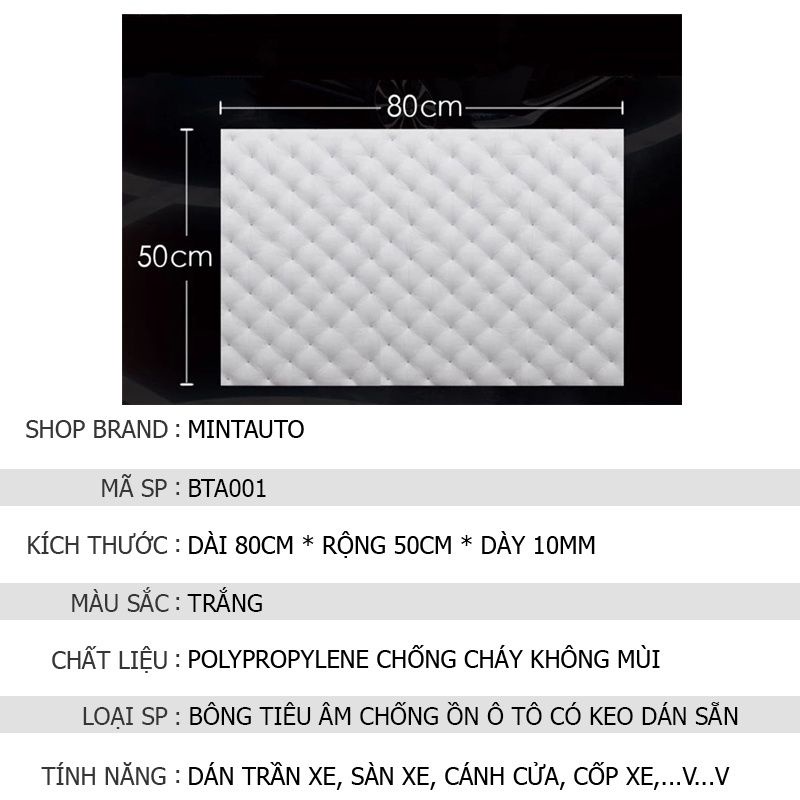 (Hàng sịn) Bông tiêu âm cách âm ô tô, tiêu âm thùng loa, nhà cửa - BigNanoTech khổ 50x80 cm