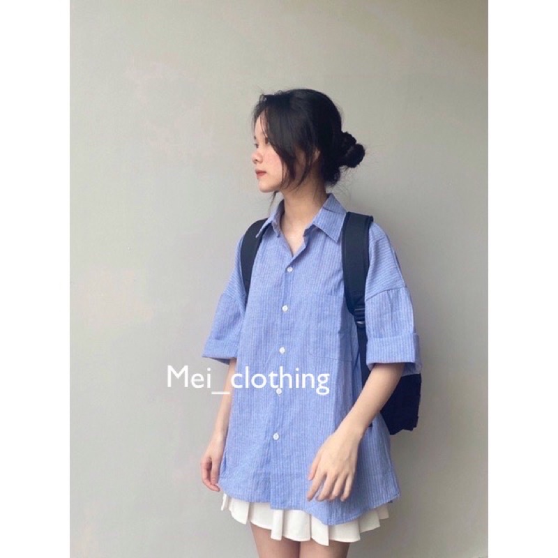 Áo sơmi kẻ cộc tay form rộng nhiều màu/ sơ mi đi học