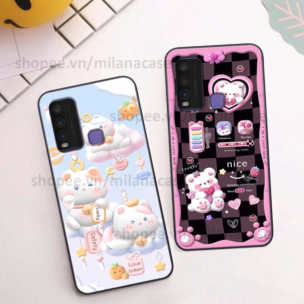 Ốp Vivo Y30 / Y50 hình đồng hồ icon gấu mèo cute cực dễ thương ngộ nghĩnh