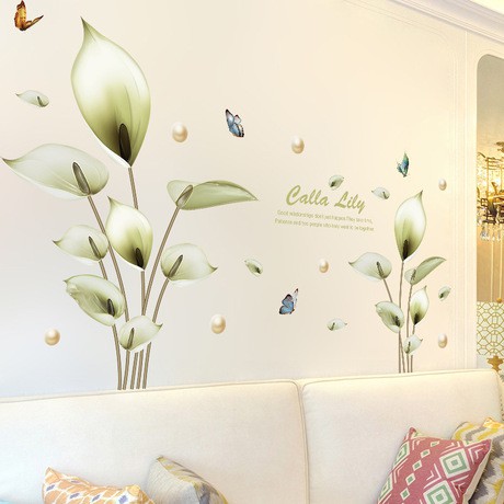 decal dán tường hoa xanh