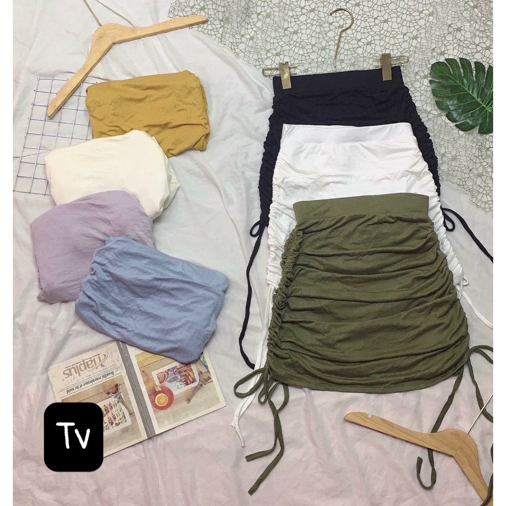 chân váy ngắn rút dây 2 bên hông xinh tv