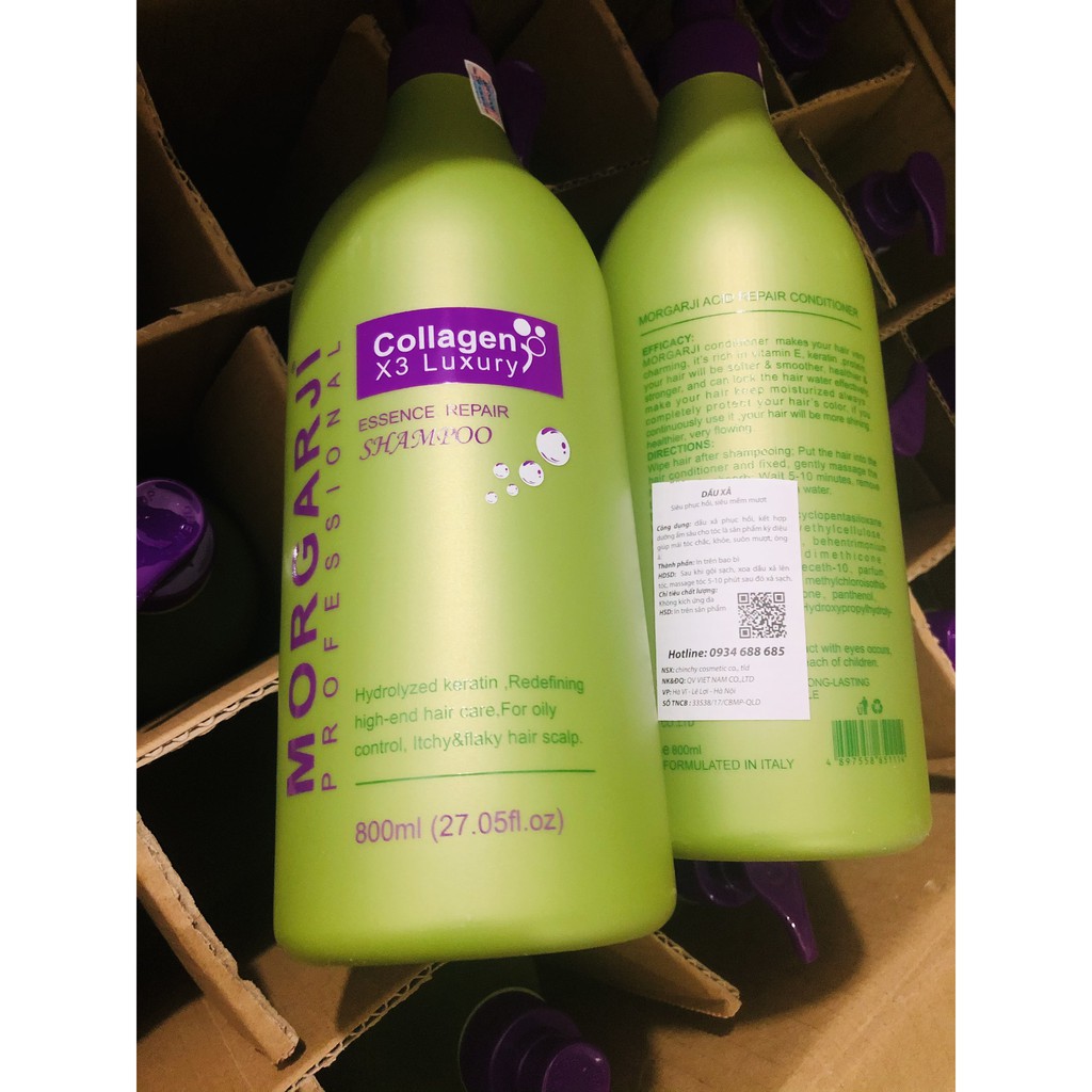 Dầu gội xả MORGARJI kiềm dầu phục hồi tóc hư tổn siêu mượt siêu thơm 800ml * 2 chuyên dụng cho các Salon