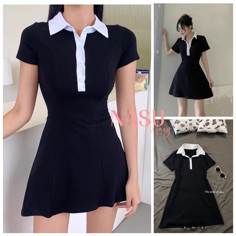 [HOTREAND] VÁY POLO CỔ ĐỨC 🌼 VÁY BODY ĐEN TRẮNG CỔ BẺ CÀI CÚC CHỮ A 🌼 Nasu May | BigBuy360 - bigbuy360.vn