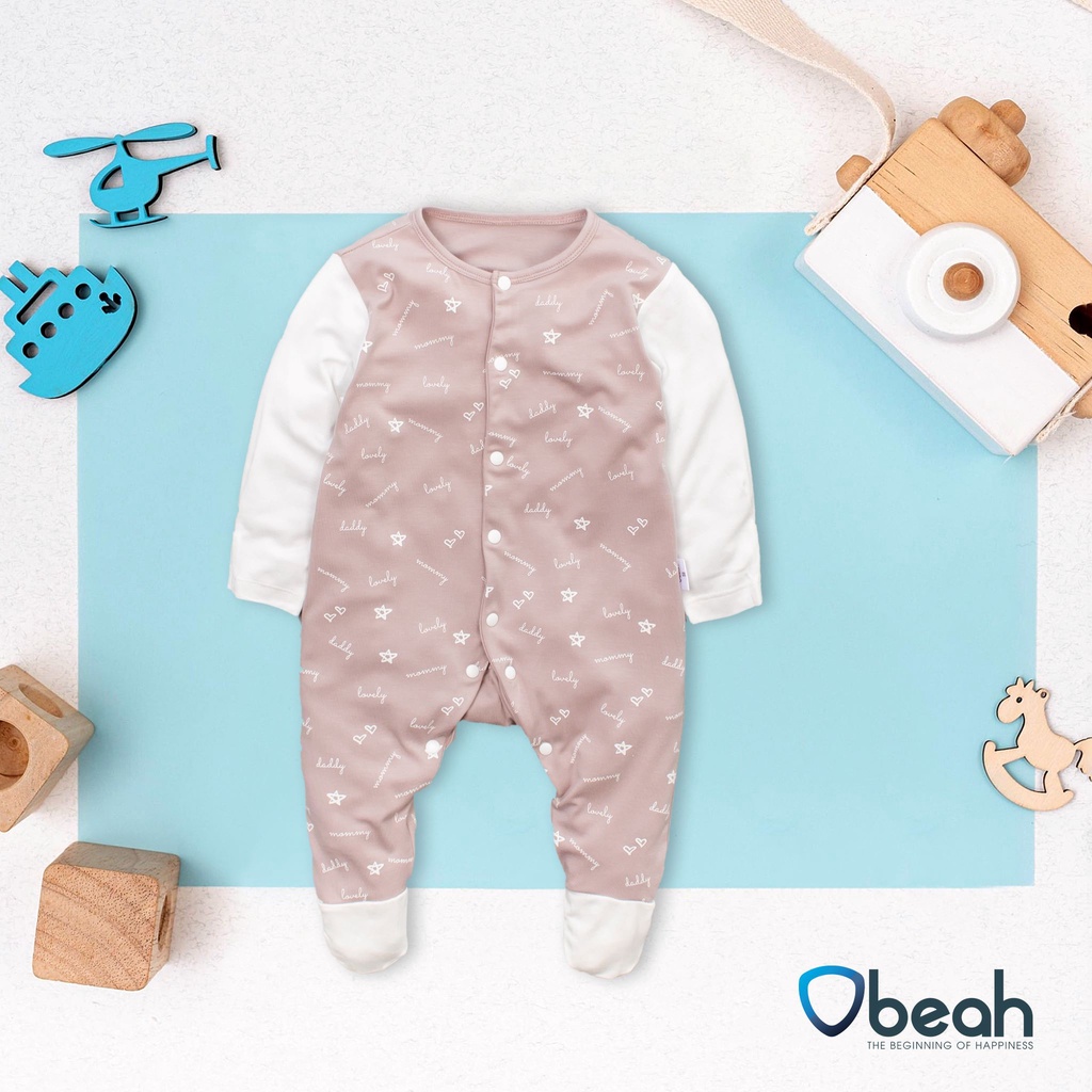 Bộ Bodysuit Obeah tất liền màu nâu chất liệu Petit Fullsize 59 đến 80 cho bé yêu từ 0 đến 18 tháng