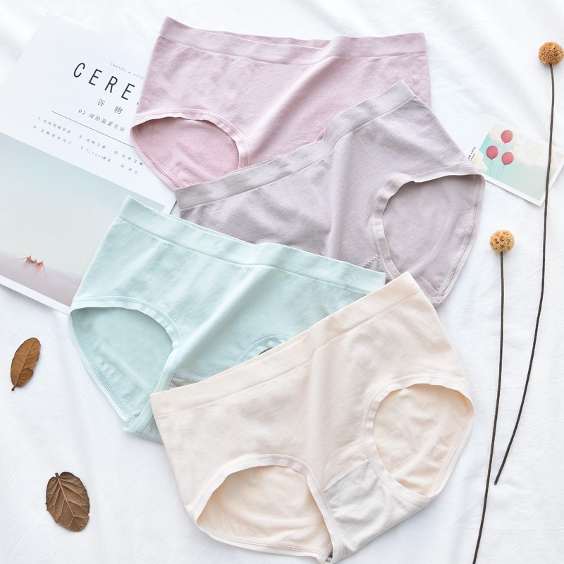 Quần lót AOWEINISI màu trơn thoáng khí thoải mái cho nữ