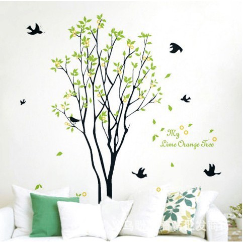 Decal dán tường decal trang trí Cây xanh 1 BINBIN PK466 (Có sẵn keo)