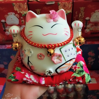🌸🌸🌸                  Mèo Thần Tài, Mèo May Mắn Maneki Neko cao 10 Cm