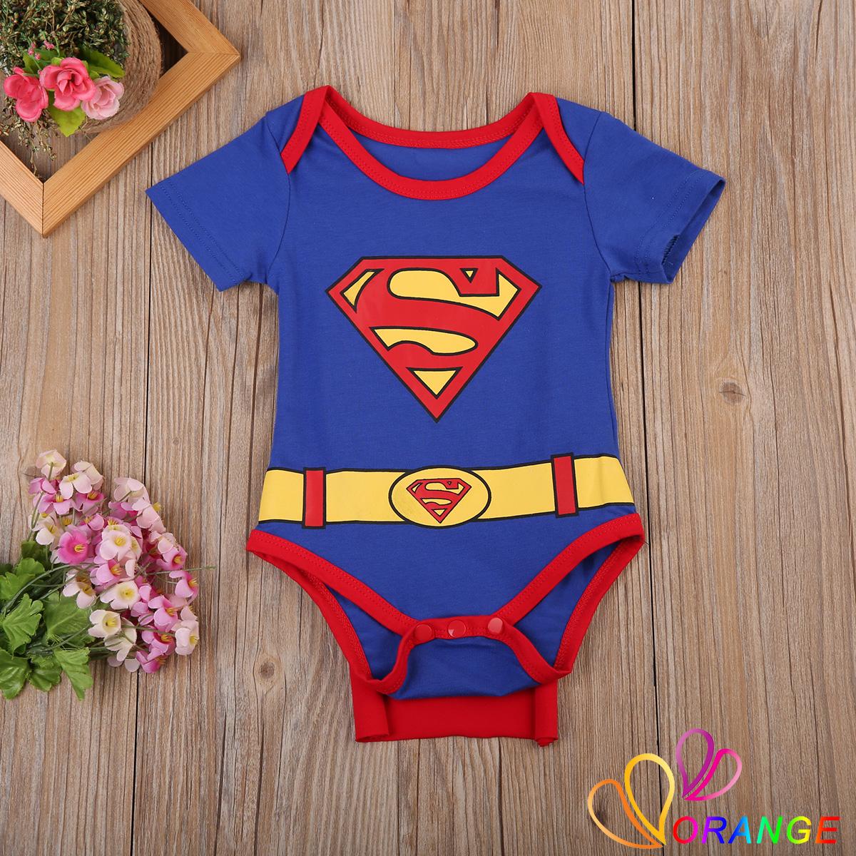 Áo Liền Quần Ngắn Tay In Hình Superman Cho Bé Trai Sơ Sinh Từ 0-24 Tháng Tuổi