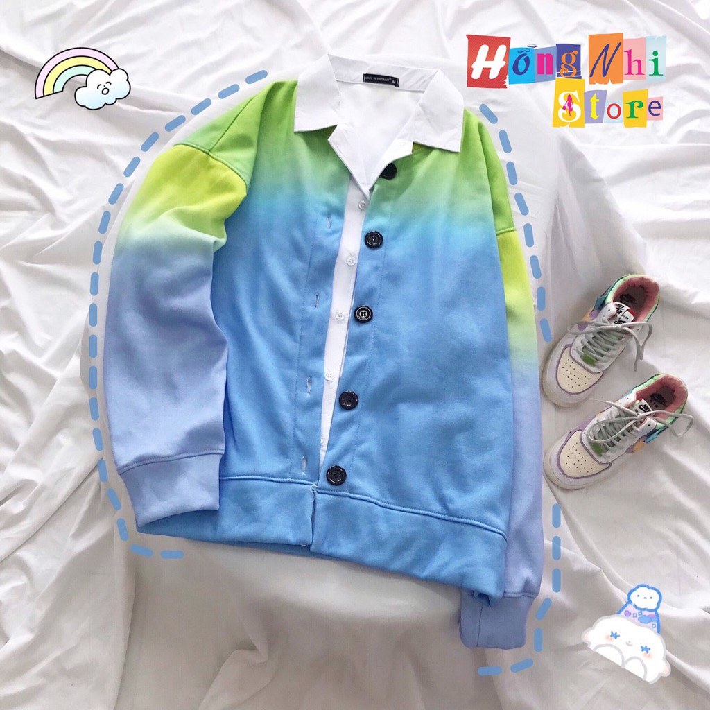 Áo Khoác Cardigan 3D Loang Màu Xanh Tie Dye Oversize Ulzzang Unisex Dáng Rộng Nam Nữ - MM