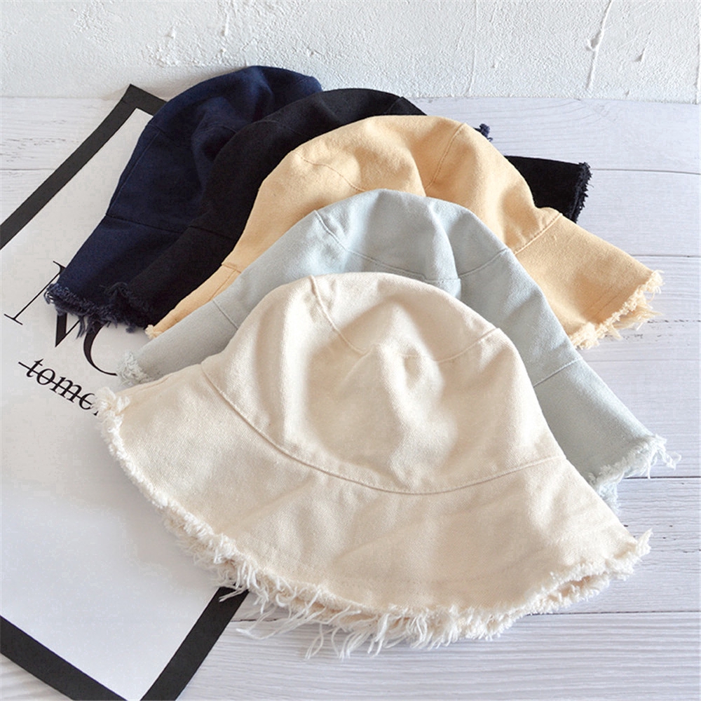 Nón Bucket chất Cotton thiết kế đơn giản hợp thời trang