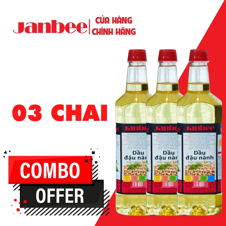 Combo Dầu Đậu Nành Janbee 3 Chai 1L