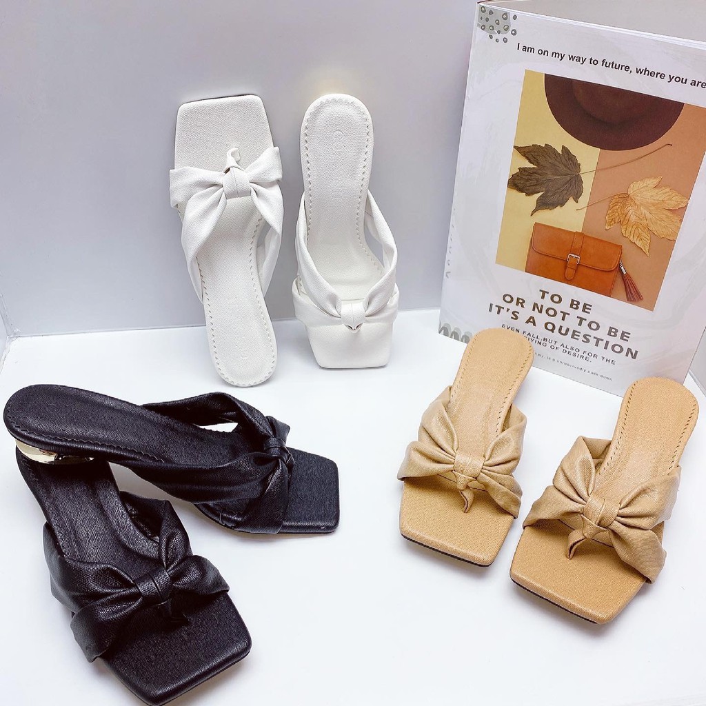Dép cao gót nữ GÓT XINH D55 chất da nhám đế cao 2cm