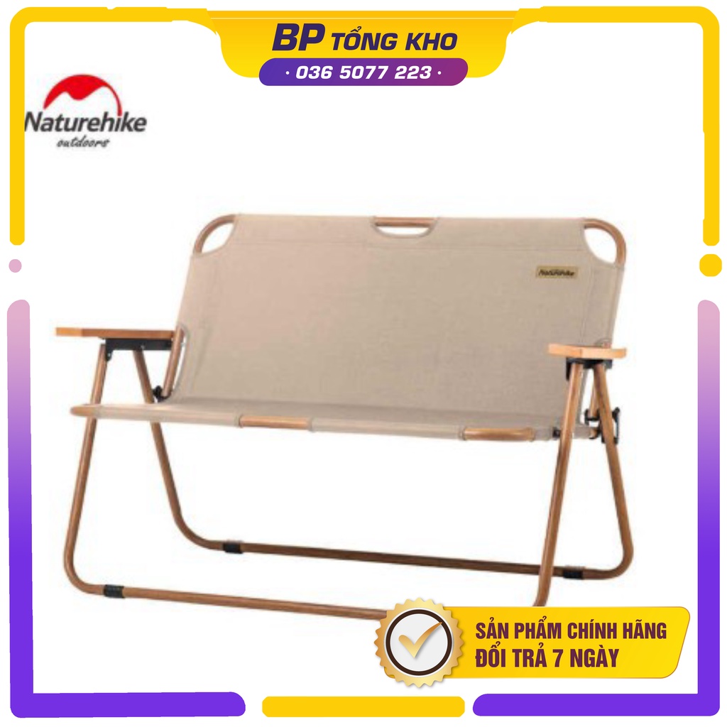 Ghế đôi NatureHike NH20JJ002 vân gỗ câu cá, du lịch