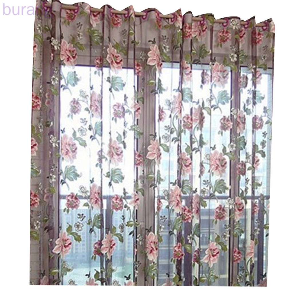 rèm cửa sổ Vải Tuyn Họa Tiết Hoa 100x200cm