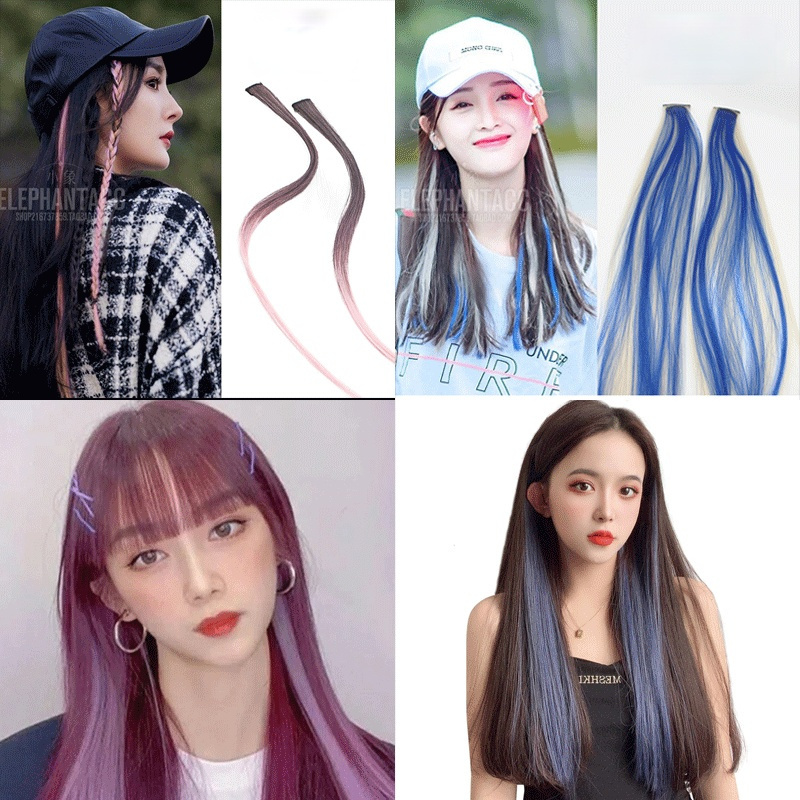 Tép tóc giả thẳng nhiều màu sắc tùy chọn phong cách Hàn Quốc thời trang