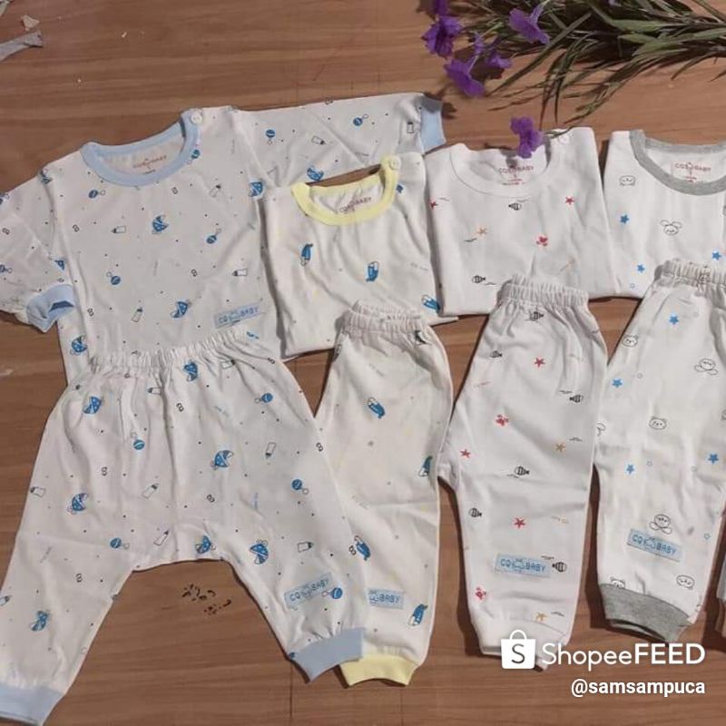 Bộ dài tay sơ sinh CQ BaBy cao cấp quần đáy đũng thun cotton 100%