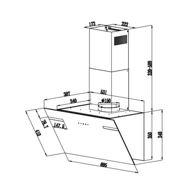 Máy hút khói than hoạt tính Kiwa KR-5172EG - Bảo hành 2 năm chính hãng Mekong