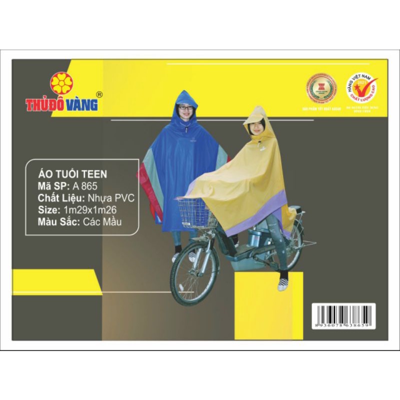 Áo mưa tuổi Teen Thủ Đô Vàng A865