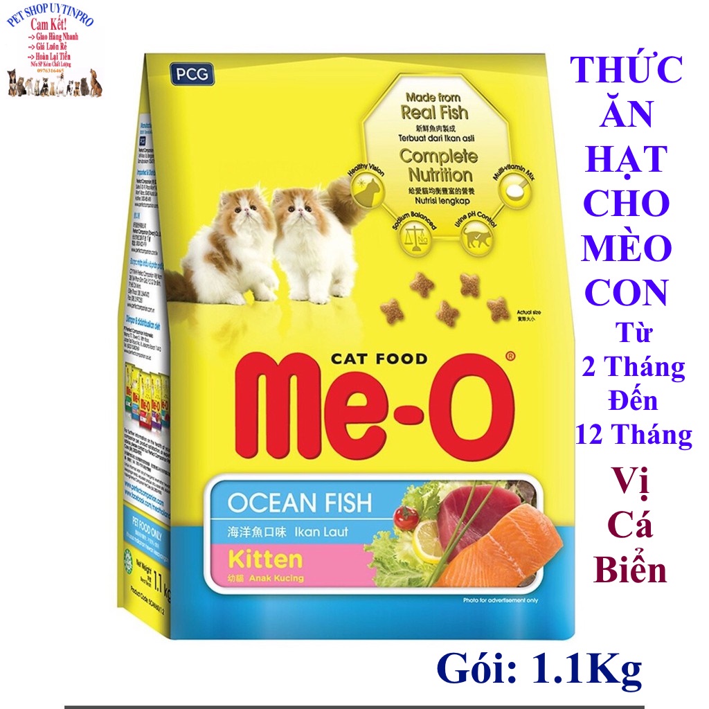 Thức ăn hạt cho Mèo con Me-O Ocean Fish Kitten Gói 1.1Kg Vị cá biển Xuất xứ Thái Lan Giúp cung cấp đầy đủ dinh dưỡng