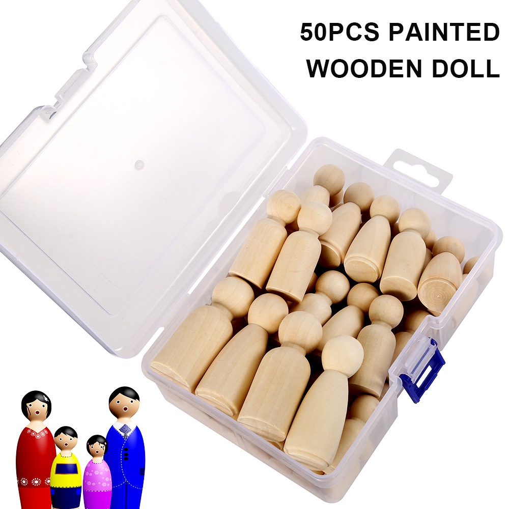 Bộ 50 Búp Bê Gỗ Tự Sơn Màu Sắc