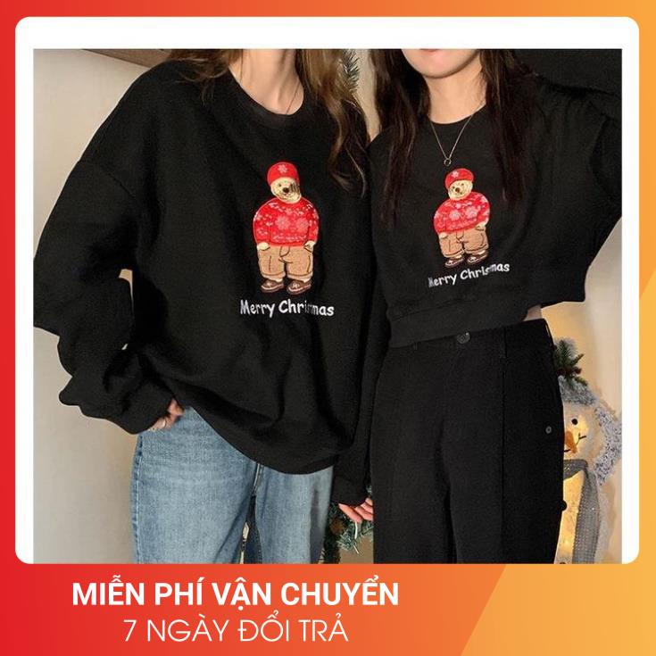Áo Nỉ Noel Gấu Tuyết 24 APRIL Nữ [FREESHIP]🌸 Sweater giáng sinh form rộng tay bồng cá tính Ulzzang 🌸 | BigBuy360 - bigbuy360.vn